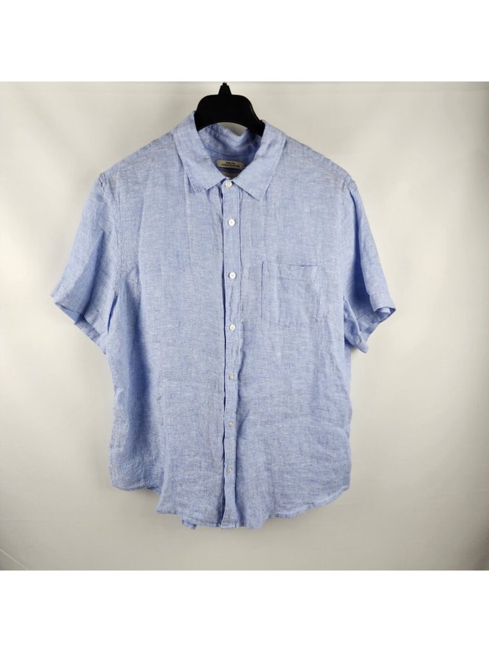 Thom Aaron Shirt Mens XL Blue 100% Linen S/S Button Up NWT